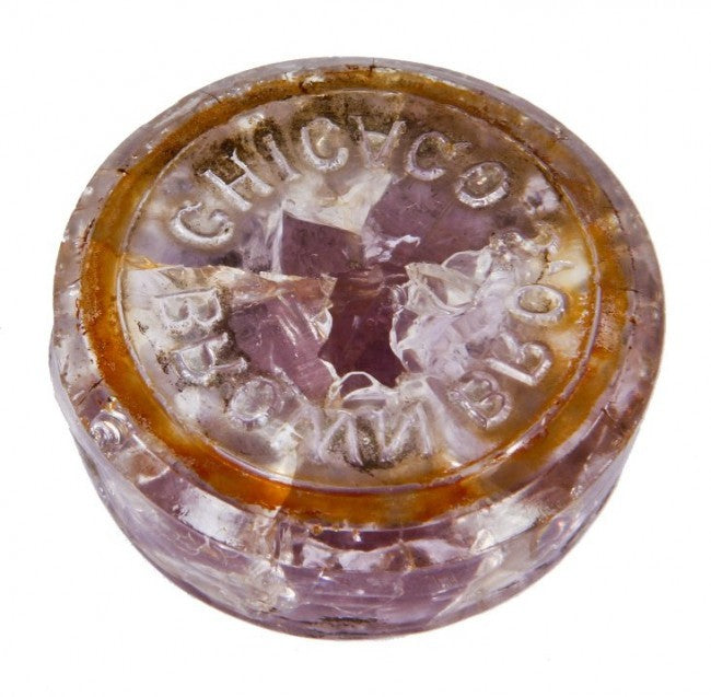 single refinished c. 1870's diminutive antique american industrial city of chicago sidewalk vault lens repurposed paperweight or coaster with single glass lens