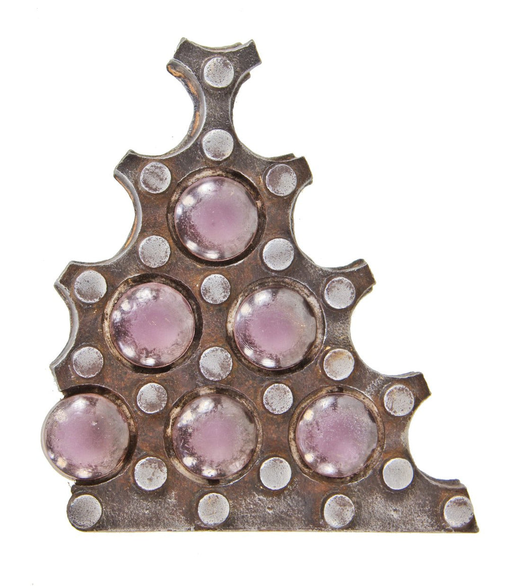 refinished diminutive post-chicago fire "brown brother" outdoor city of chicago flush mount sidewalk vault light panel fragment comprised of cast iron with six "nub" configuration