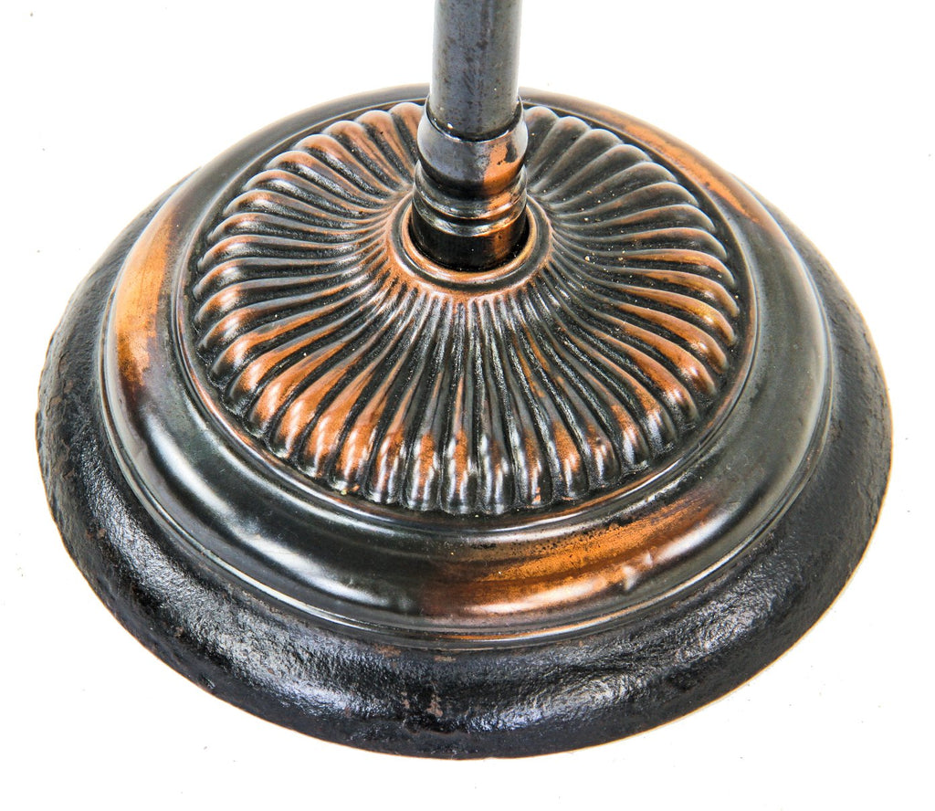 original fully functional early 20th century rewired adjustable height or telescoping "c-arm" faries table or desk lamp with intact oxidized copper finish