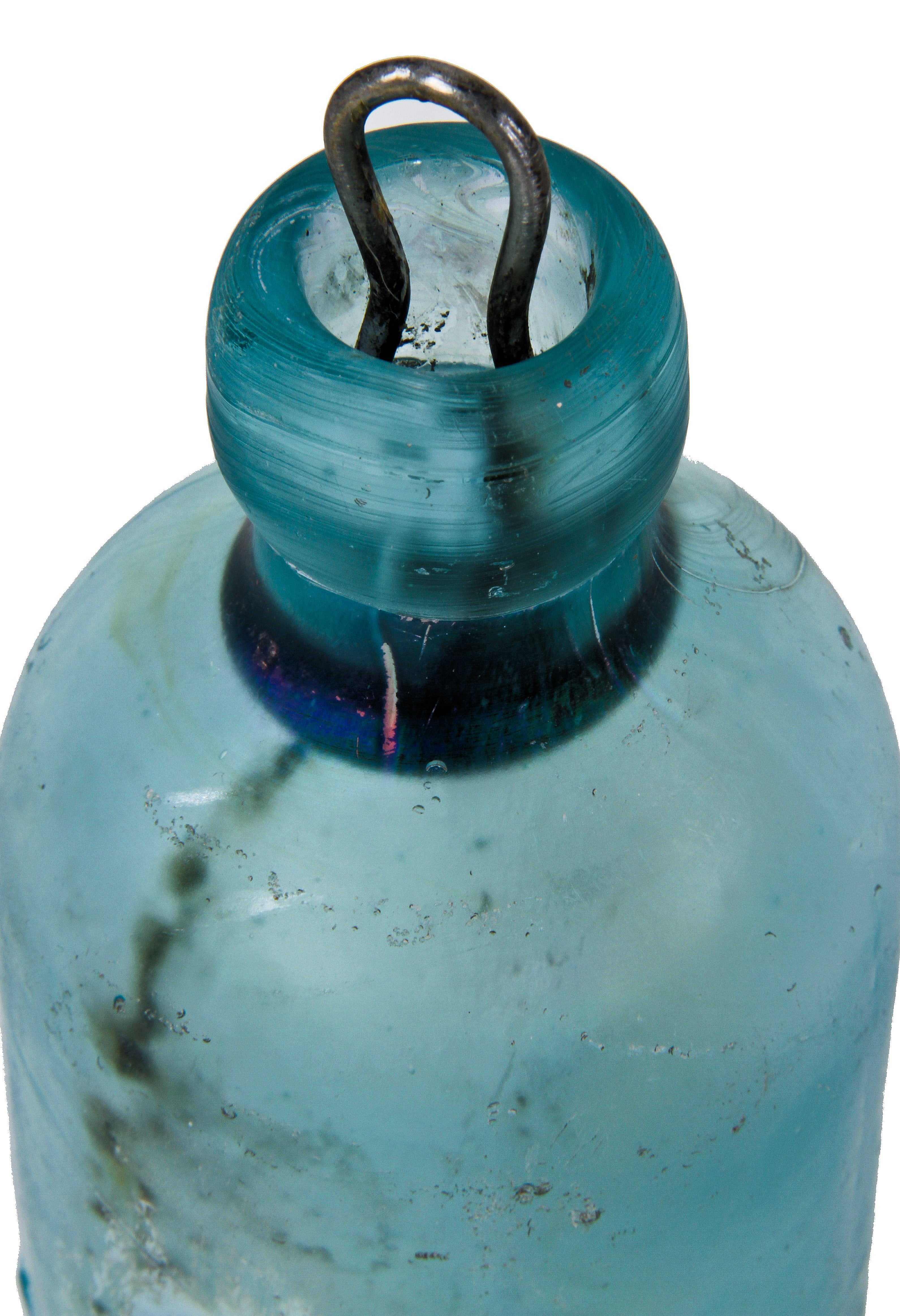assortment of original late 19th century 1880's antique american privy dug blue and green aqua "blobtop" hutchinson type chicago soda or mineral water bottles