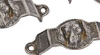 two matching original refinished ornamental cast iron figural "doggie" ornamental cast iron drawer pulls salvaged from a chicago brick two-flat residence built-in
