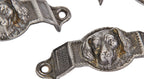 matching lot of original hard to find 19th century ornamental cast iron interior residential built-in cabinet "doggie" drawer pulls from a chicago two-flat house