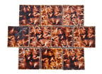 lot of ten matching original antique american mottled reddish-brown 3 x 3 inch majolica fireplace hearth tiles with highly stylized leafage