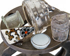 mid-1880's transferware fragments, "blob top" bottles, salt-glazed stoneware and medicinal bottle fragments