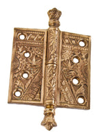 hard to find original c. 1880's "bamboo" pattern eastlake style interior residential passage door cast brass hinge with uniquely-shaped urn finials
