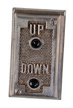 single c. 1930's depression era american antique industrial unornamented cast iron factory tower elevator push button call box with intact spring-loaded buttons