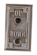 completely intact and refinished surface mount depression era american factory tower cast iron push button elevator cab call box with original spring-loaded buttons