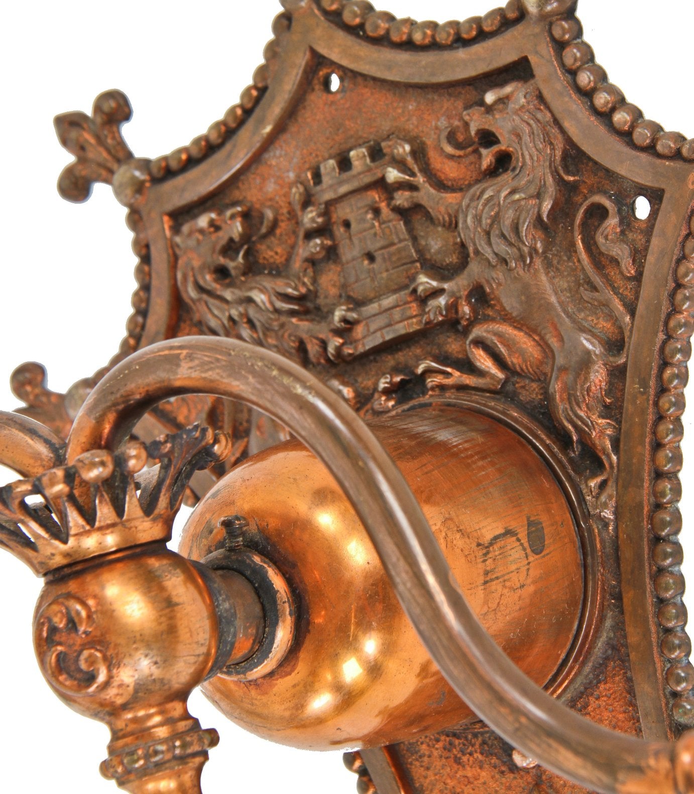 extremely rare all original eary 1890's copper-plated bronze double arm interior lobby columbus memorial building electrolier with original bergmann sockets