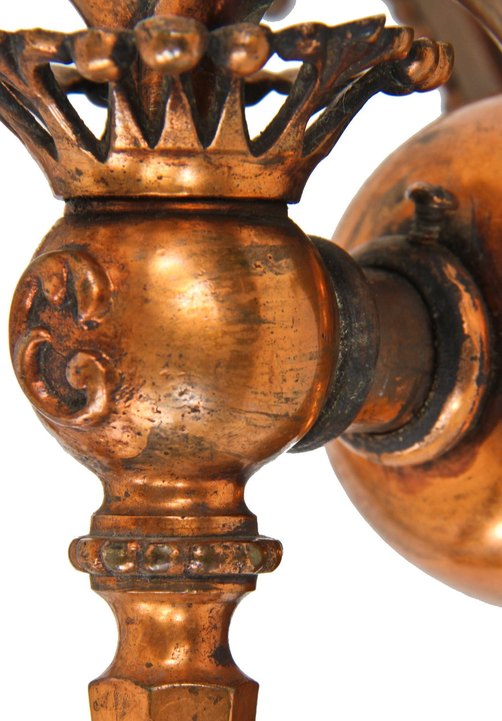 extremely rare all original eary 1890's copper-plated bronze double arm interior lobby columbus memorial building electrolier with original bergmann sockets
