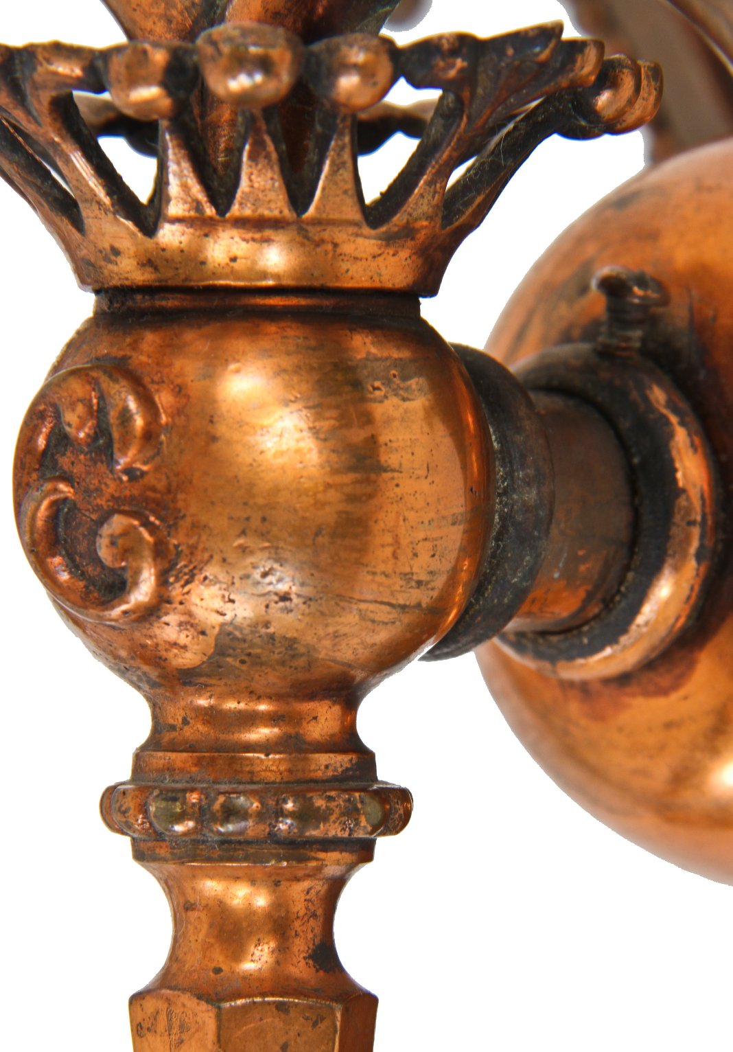 extremely rare all original eary 1890's copper-plated bronze double arm interior lobby columbus memorial building electrolier with original bergmann sockets