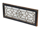 c. 1890's original and intact antique american victorian era leaded glass beveled and jeweled residential transom window with original wood sash frame