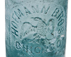 intact and original late nineteenth century privy-dug deep blue aqua hutchinson style bottle manufactured for the hofmann brothers in chicago.
