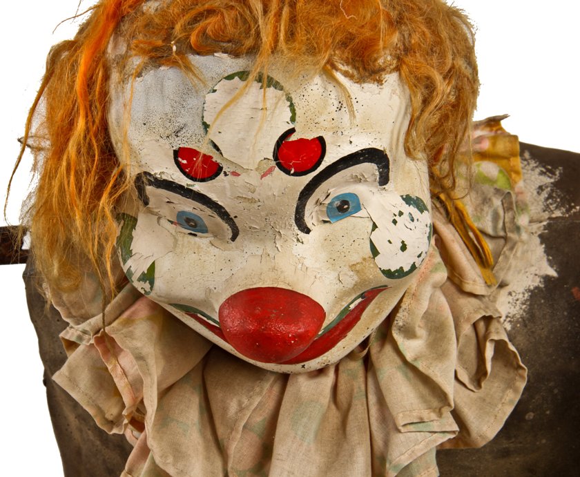 highly unusual c. 1930's depression era worn and weathered fully functional freestanding electronically operated mechanical amusement mark clown "greeter"
