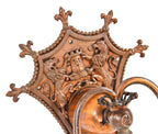 historically important all original late 19th century copper-plated cast bronze spanish revival style columbus memorial building wall sconce