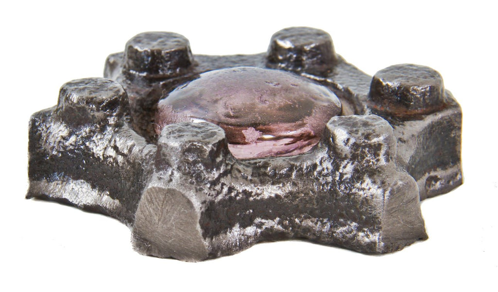 single refinished c. 1870's diminutive antique american industrial city of chicago sidewalk vault lens repurposed paperweight or coaster with single glass lens