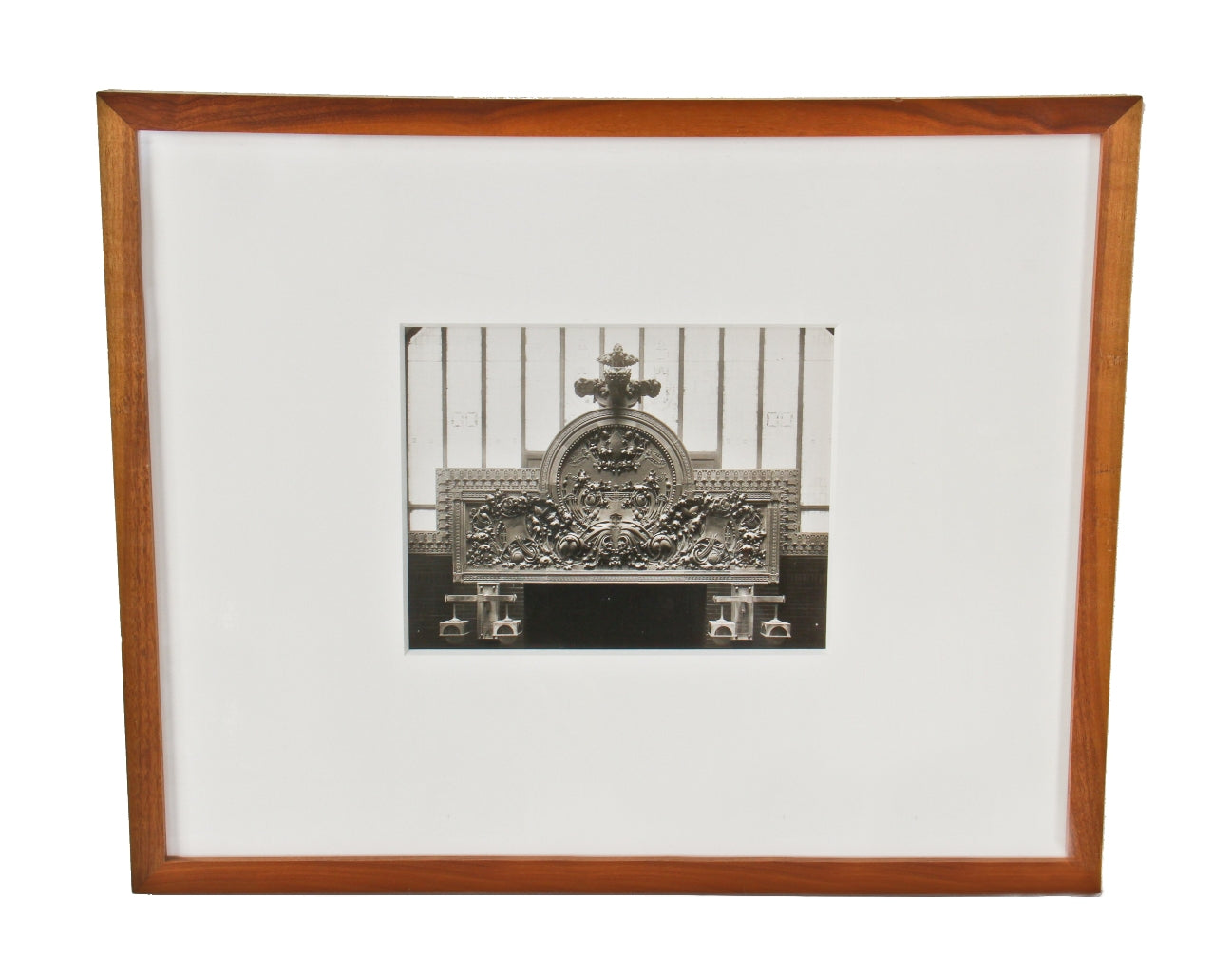 rare all original c. 1906 framed gelatin-silver photographic print of louis sullivan-designed interior ornamental terra cotta from the national farmers owatonna bank