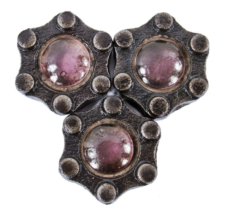 single refinished c. 1870's diminutive antique american industrial city of chicago sidewalk vault lens repurposed paperweight or coaster with single glass lens