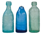 original c.1870-1872 privy dug aqua blobtop soda bottle manufactured for chicago bottler j.a. lomax.