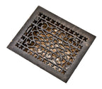 original turn of the century black enameled late victorian era ornamental cast iron tuttle louvered interior residential heat register or grate