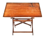rare late 19th century all original and completely intact varnished solid oak wood fully adjustable dietzgen "peerless" drawing or drafting board with folding stand