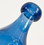 original c. 1849-60 dug cobalt blue iron-pontiled "knickerbocker" ten-sided new york city soda water glass bottle with oval-shaped blob lip