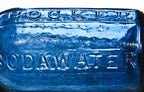 original c. 1849-60 dug cobalt blue iron-pontiled "knickerbocker" ten-sided new york city soda water glass bottle with oval-shaped blob lip