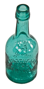 original pre-civil war era emerald green squat antique american privy dug kirschenmann porter bottle with long neck and applied slightly tapered lip and/or collar