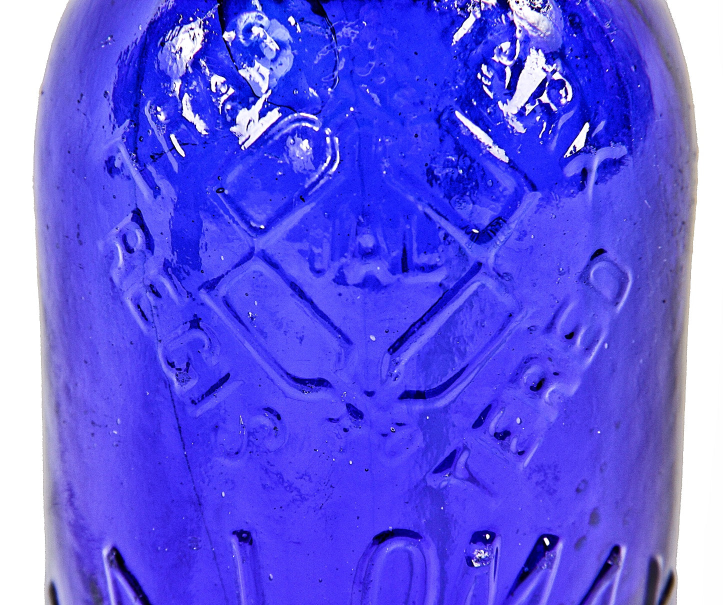 very well-maintained late 1870's or early 1880's richly colored sapphire blue "attic" hutchinson style j.a. lomax blobtop soda bottle with original stopper