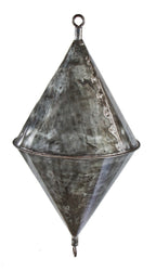 rare old american industrial primttive riveted joint heavy gauge sheet steel bi-conical- shaped mooring buoy with intact eyelets