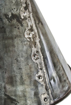 rare old american industrial primttive riveted joint heavy gauge sheet steel bi-conical- shaped mooring buoy with intact eyelets