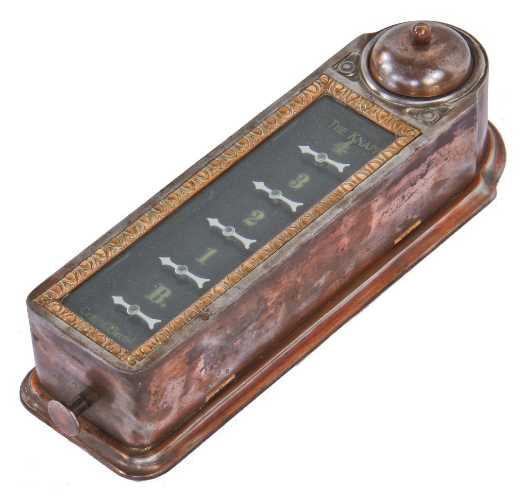 very unique and rare all original late 19th century "the knapp" ornamental cast iron commercial building elevator signaling system and/or annunciator