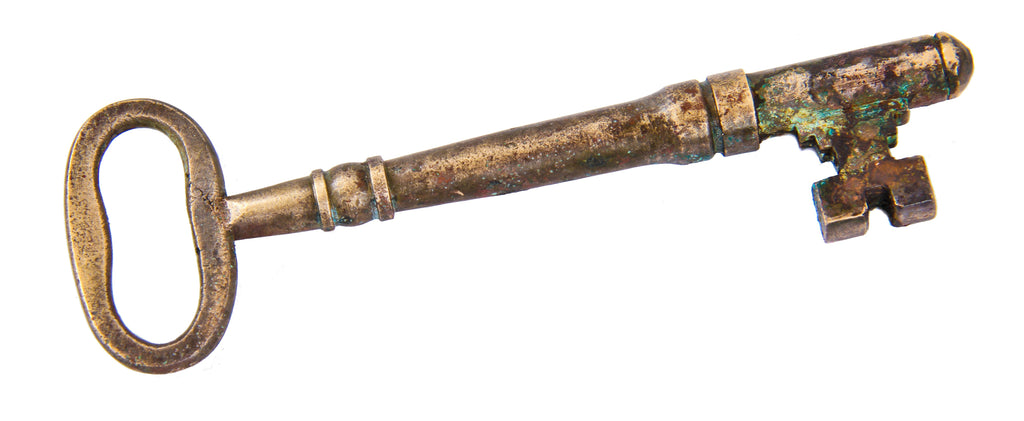 late 1850's or early 1860's oversized privy dug john kent russell residence cast brass tapered rim or dead lock "skeleton key" with large bow