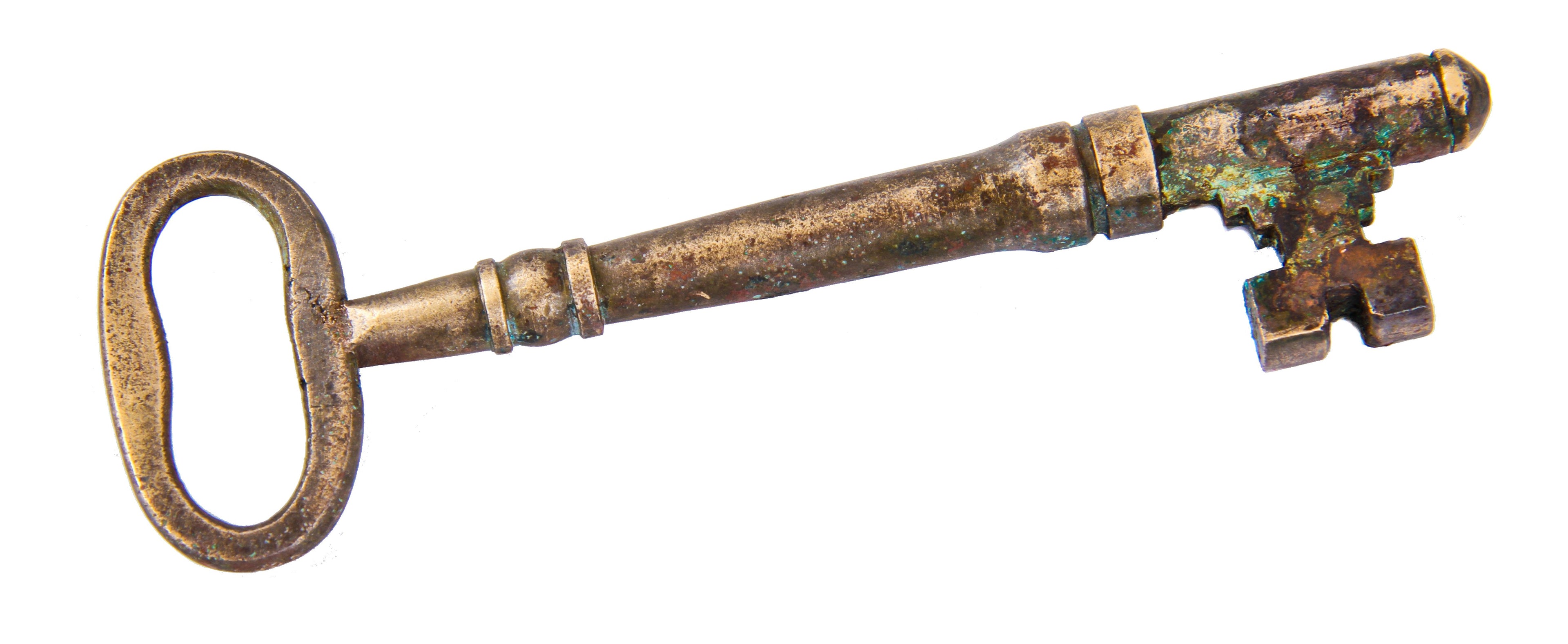 late 1850's or early 1860's oversized privy dug john kent russell residence cast brass tapered rim or dead lock "skeleton key" with large bow