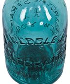 mid-nineteenth century vibrant blue-green privy dug antique american iron-pontiled soda bottle with tapered blobtop manufactured for new york bottler john tweddle jr