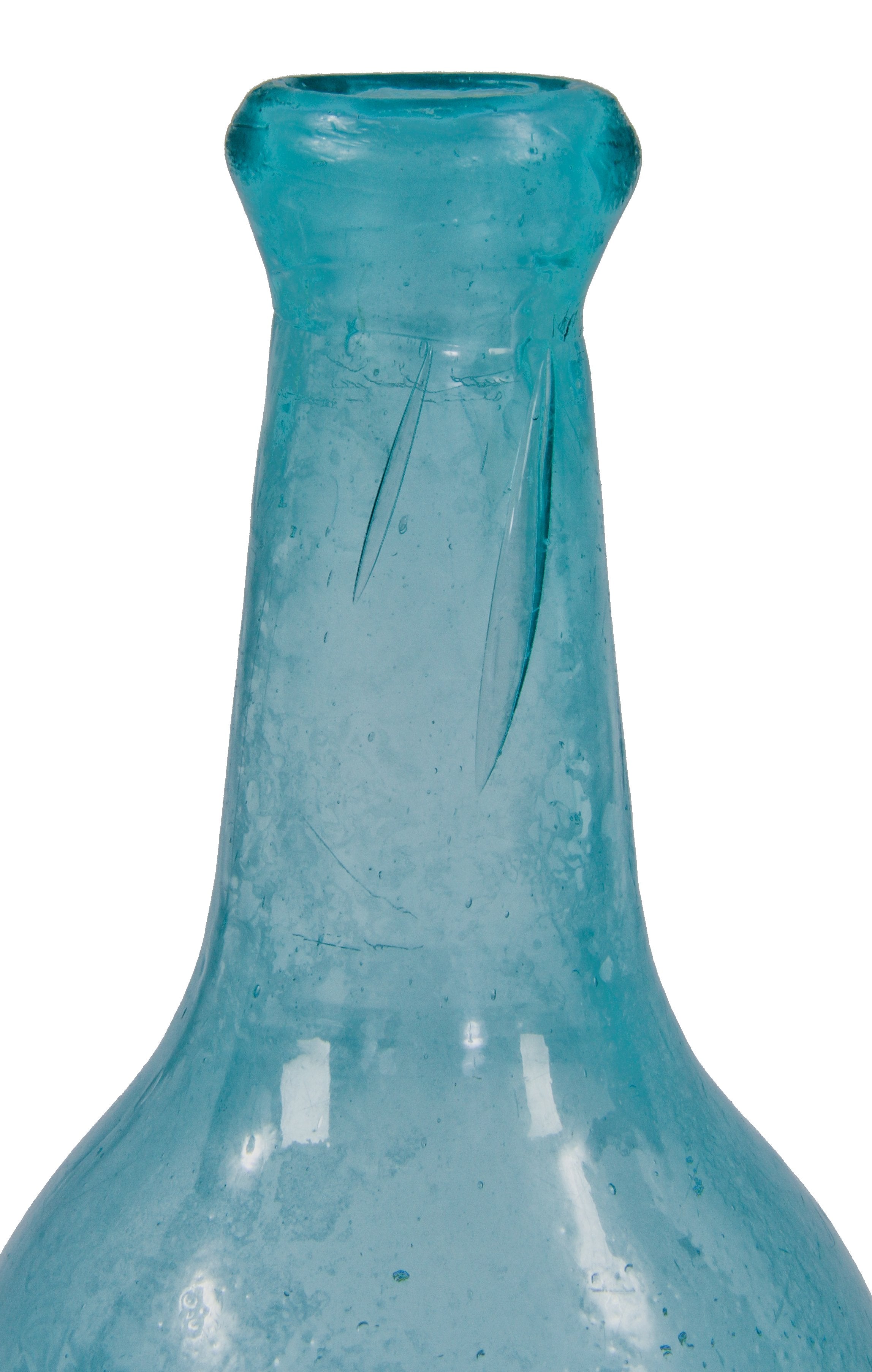 original and intact mid-nineteenth century dug pontiled teal porter style soda bottle manufactured for pittsburgh bottler joseph kennedy