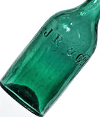 hard to find original and intact c. 1841-1845 antique green open-pontiled john reynolds & company soda bottle with applied tapered edge top or lip