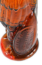 original and largely intact c. 1870's american antique medical "indian queen" browns celebrated indian herb bitters amber colored full-figure bottle