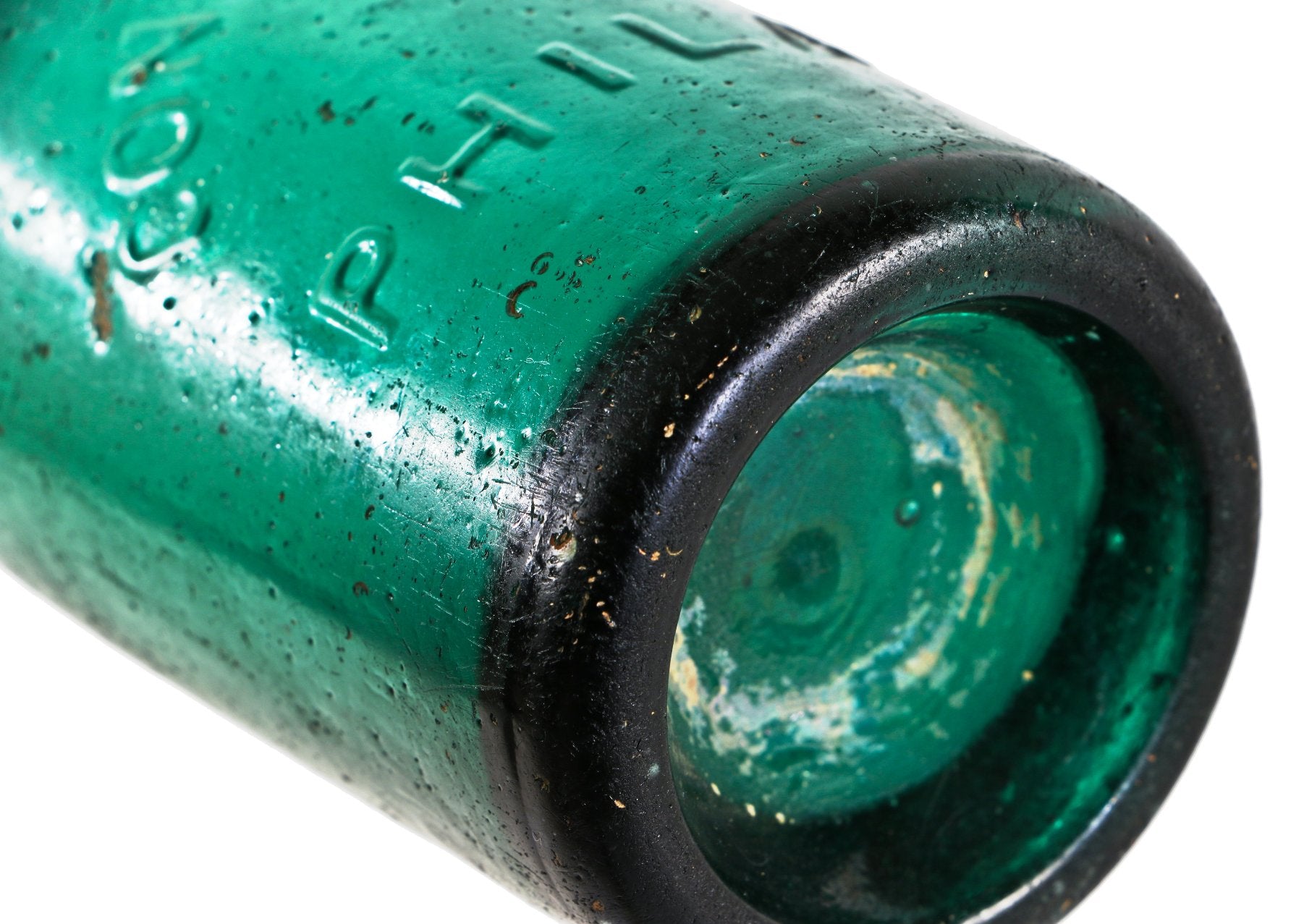 c. 1856-58 original american made richly colored emerald green condarman philadelphia mineral or soda water bottle with oval-shaped applied blob top