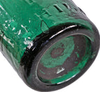 original c. 1856-7 intact emerald green iron pontiled e. roussel soda water bottle featuring lightly embossed giant block lettering