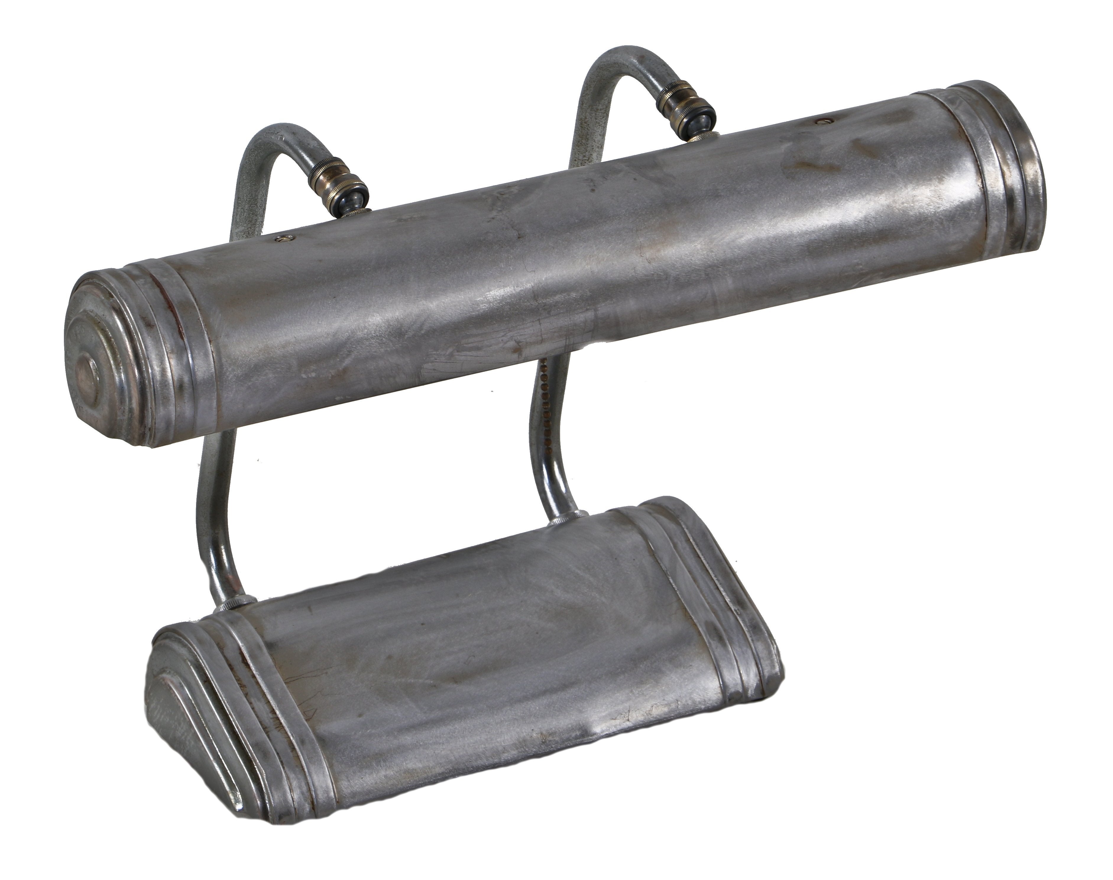 paul h. imisefaer-designed machine age double bent tubular arm table or desk lamp with a brushed and sealed metal finish throughout