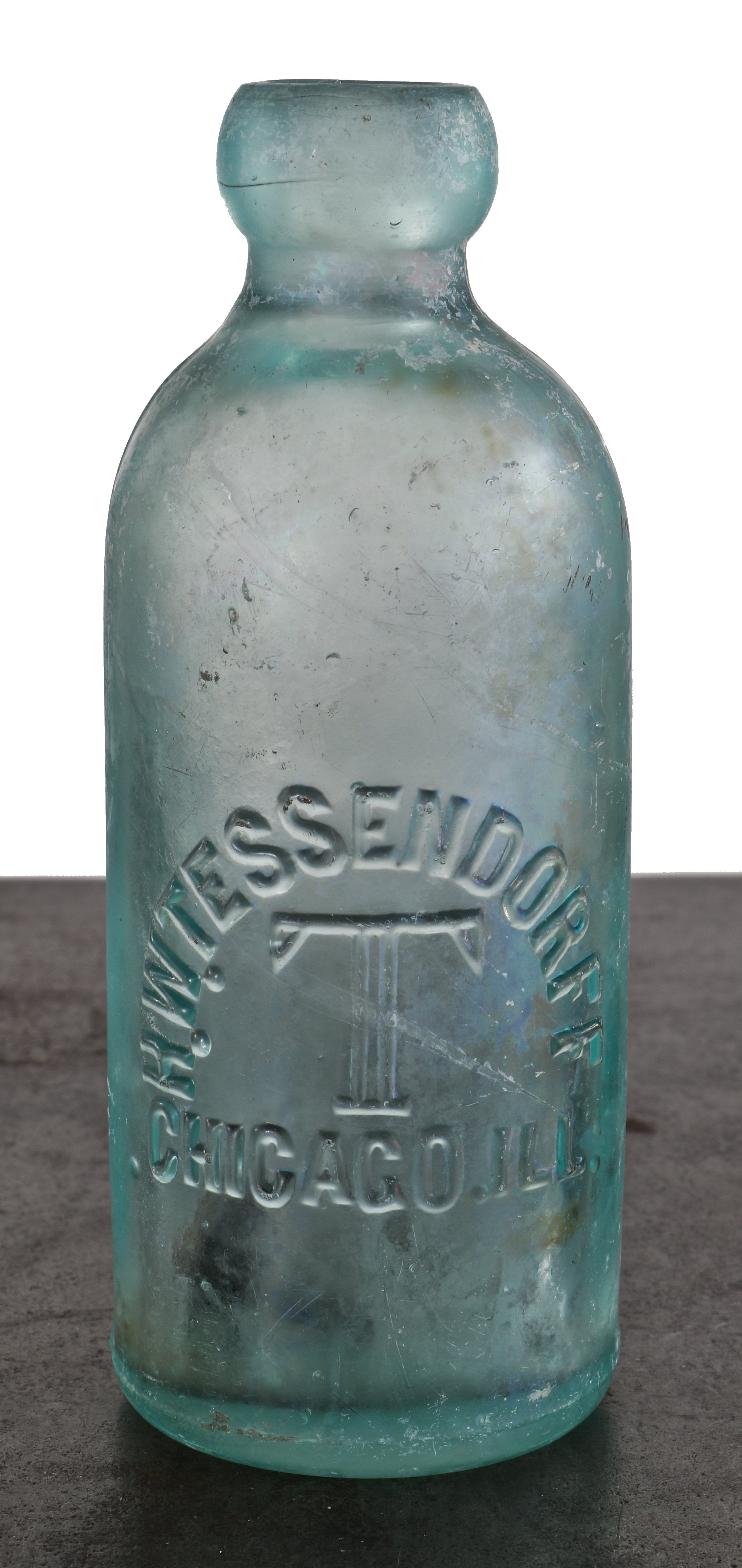 original and hard to find intact late nineteenth century hutchinson style blobtop manufactured for chicago bottler h.w. tessendorff.