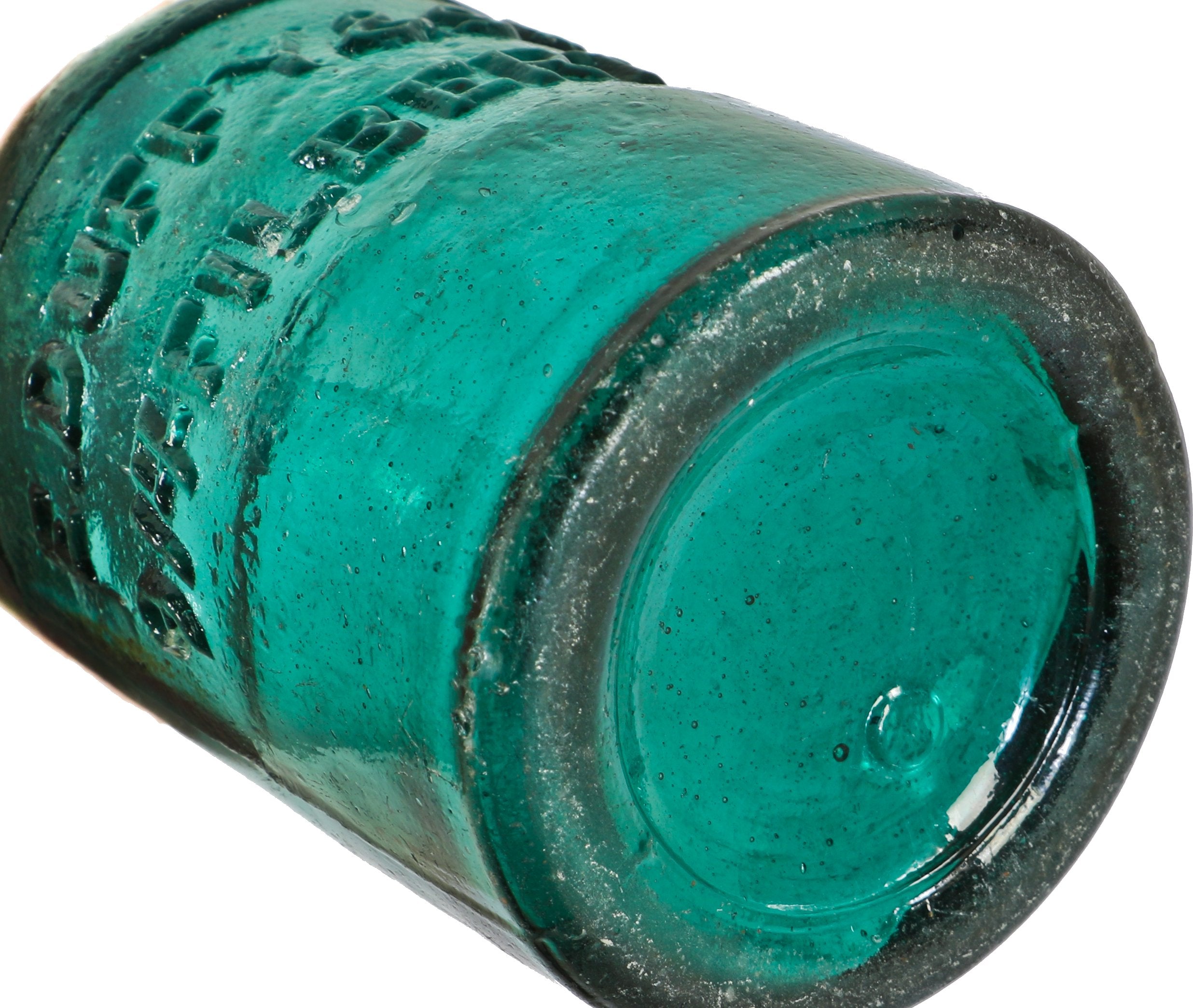 original and intact c. 1860's deep blue green porter bottle with smooth base manufactured for philadelphia bottlers edward duffy & sons