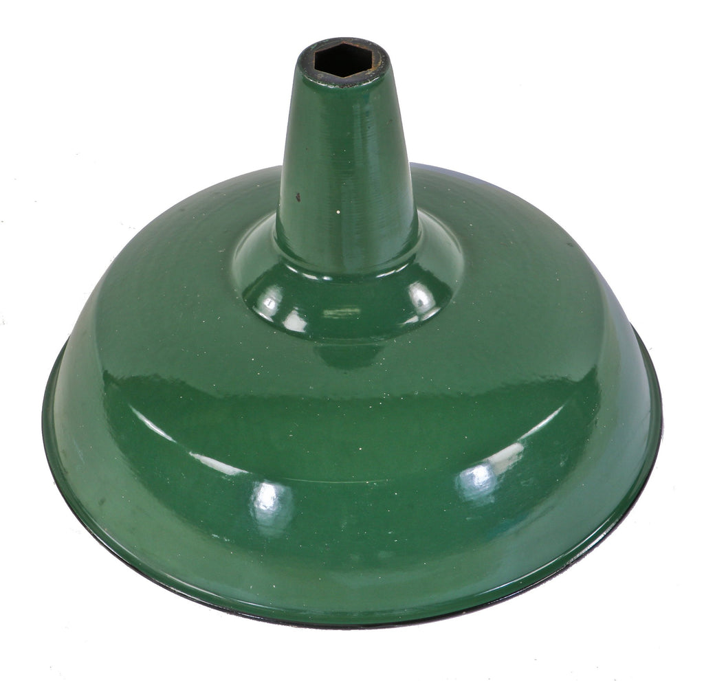 thoroughly cleaned american industrial factory machine green porcelain enameled replacement cold-rolled steel reflector or shade with no socket or fittings