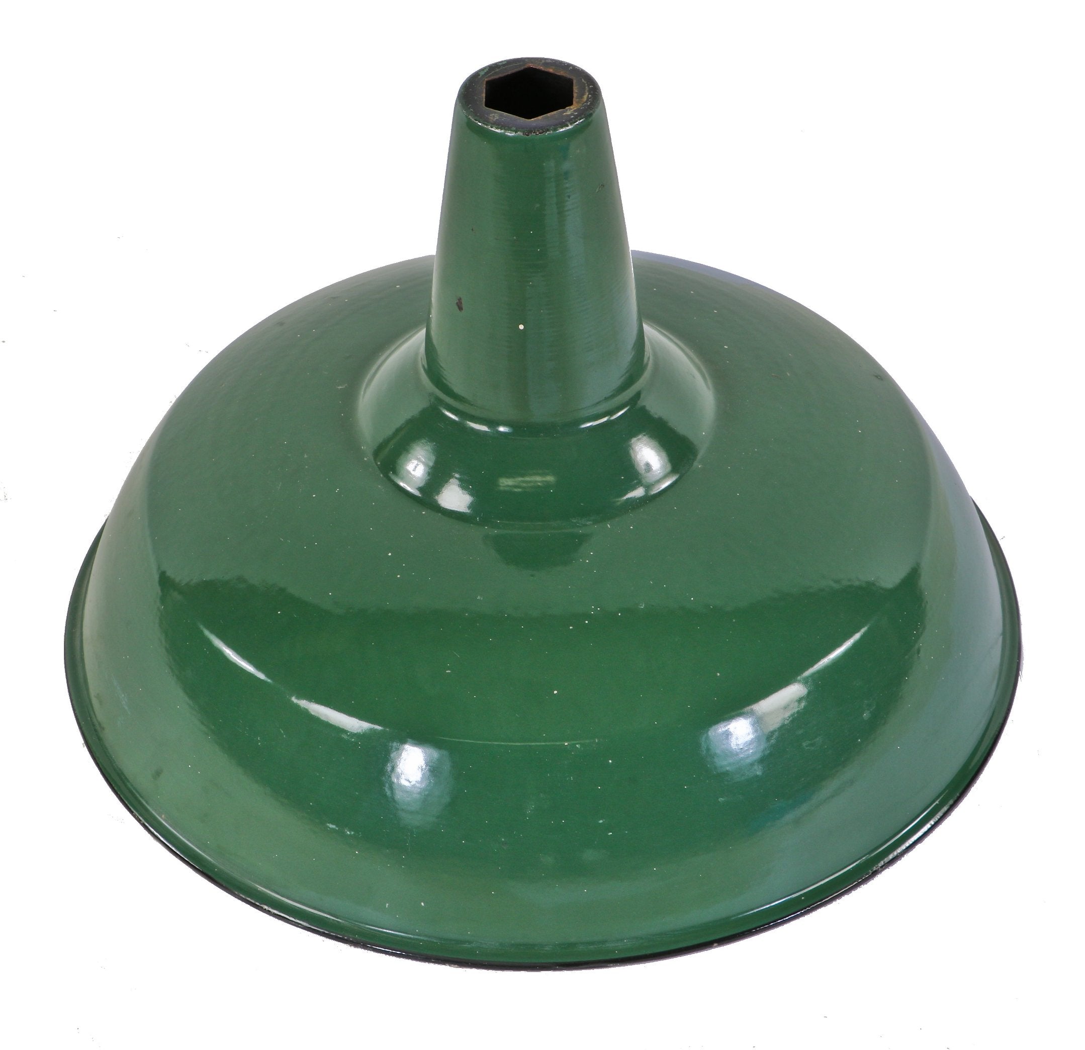 thoroughly cleaned american industrial factory machine green porcelain enameled replacement cold-rolled steel reflector or shade with no socket or fittings