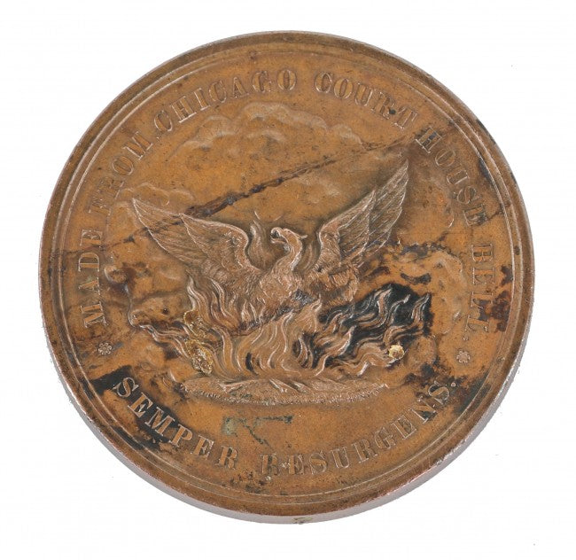 original highly sought after early 1870's antique american stereoscopic card for viewing uniformed officers surrounding chicago courthouse bell shortly after the great chicago fire