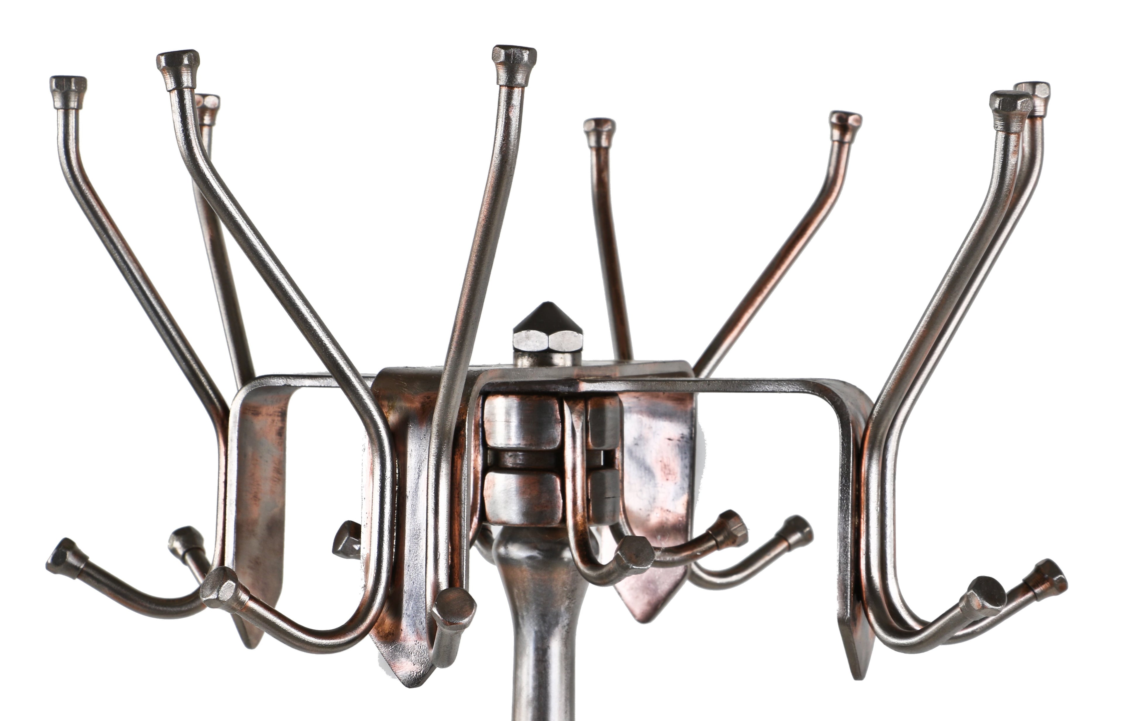 late 1940's or early 1950's american vintage industrial refinished freestanding tubular steel revolving top barbershop coat rack