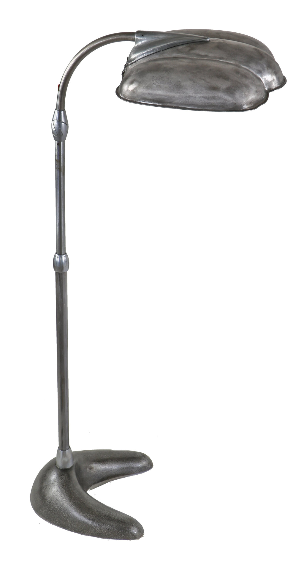 original depression era repurposed american made adjustable height industrial sperti "irradiation" reading floor lamp with distinctive cast iron weighted base
