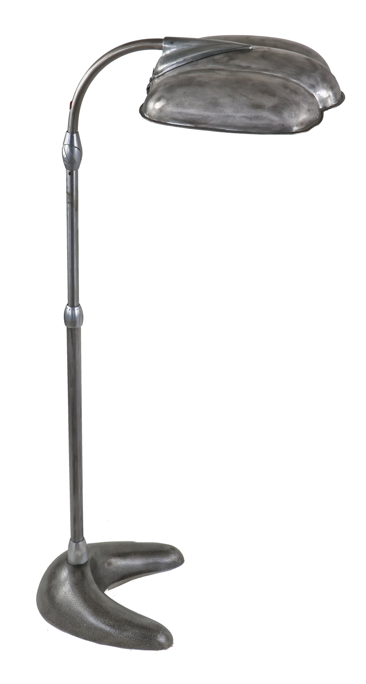original depression era repurposed american made adjustable height industrial sperti "irradiation" reading floor lamp with distinctive cast iron weighted base