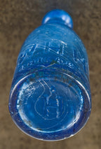 seldom found original c. 1860's antique american cobalt blue glass w.h.h. mineral water "pony shape" blob top bottle with smooth base