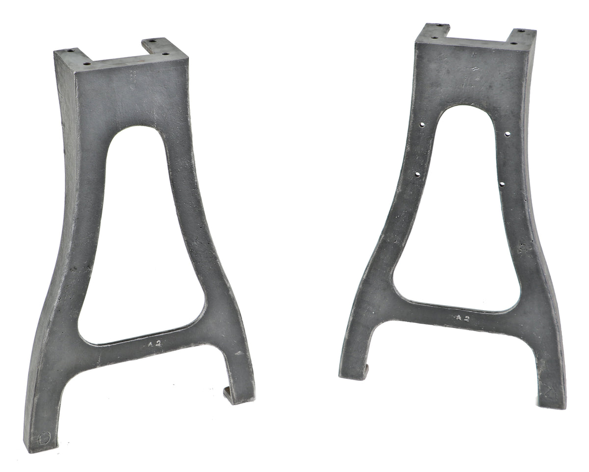 late 19th or early 20th century antique american industrial original and intact heavy duty refinished cast iron factory lathe machine legs with curvaceous legs